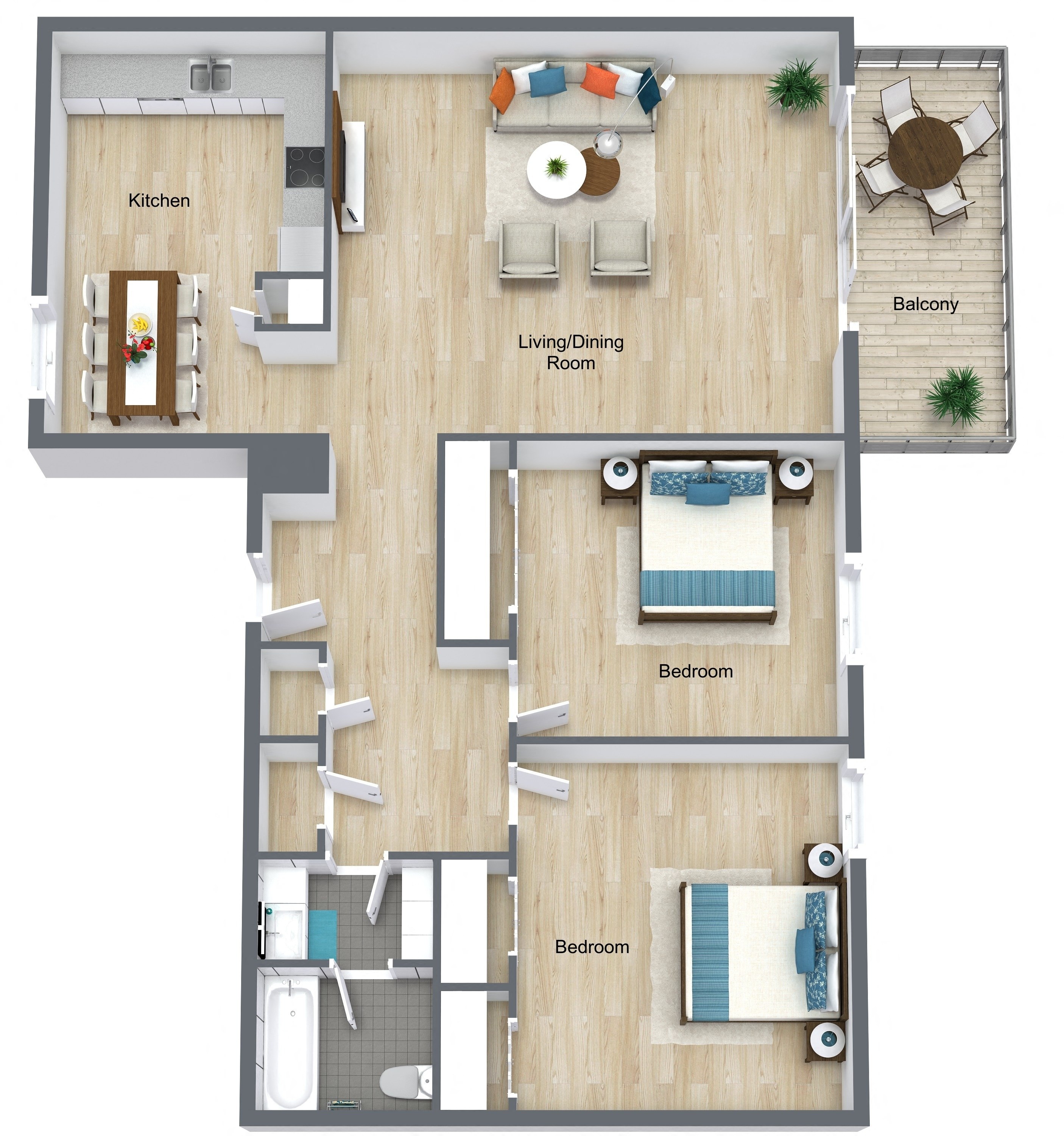 Floor plan layout diagram for 2x1 D Elite